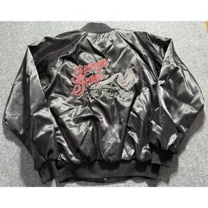 George‎ Jones Satin Jacket Size XL Black The Jones Boys Vintage Country Music